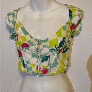 Revolve tops size small color  mint and cherry Afrm corset